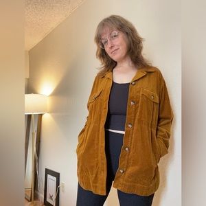 Madewell Corduroy Yorkway Shirt Jacket (Shacket) in Tobacco Brown/Gold/Mustard